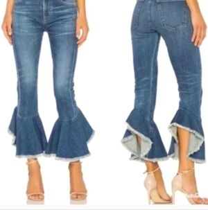 Citizens of Humanity Drew Flounce High-Rise Cropped Flare Jeans Sz 28 Chachacha